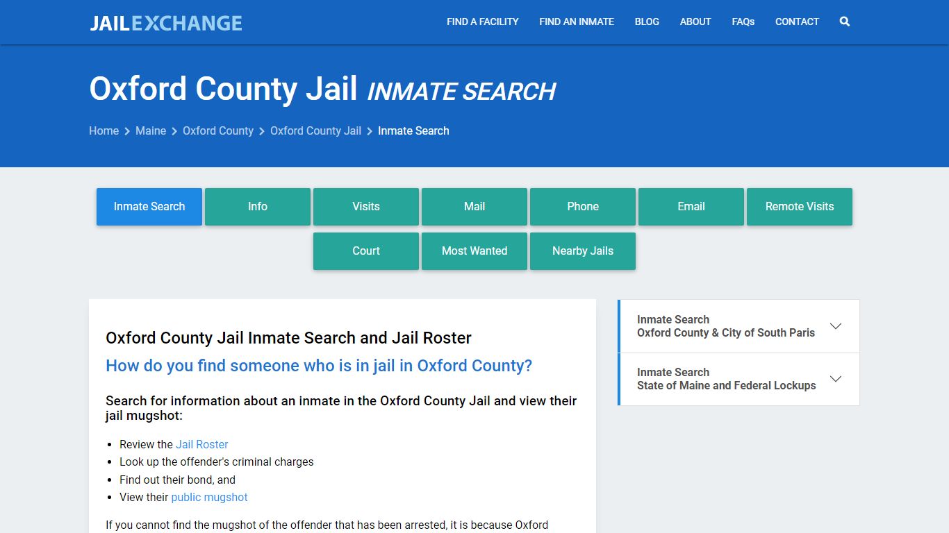 Inmate Search: Roster & Mugshots - Oxford County Jail, ME